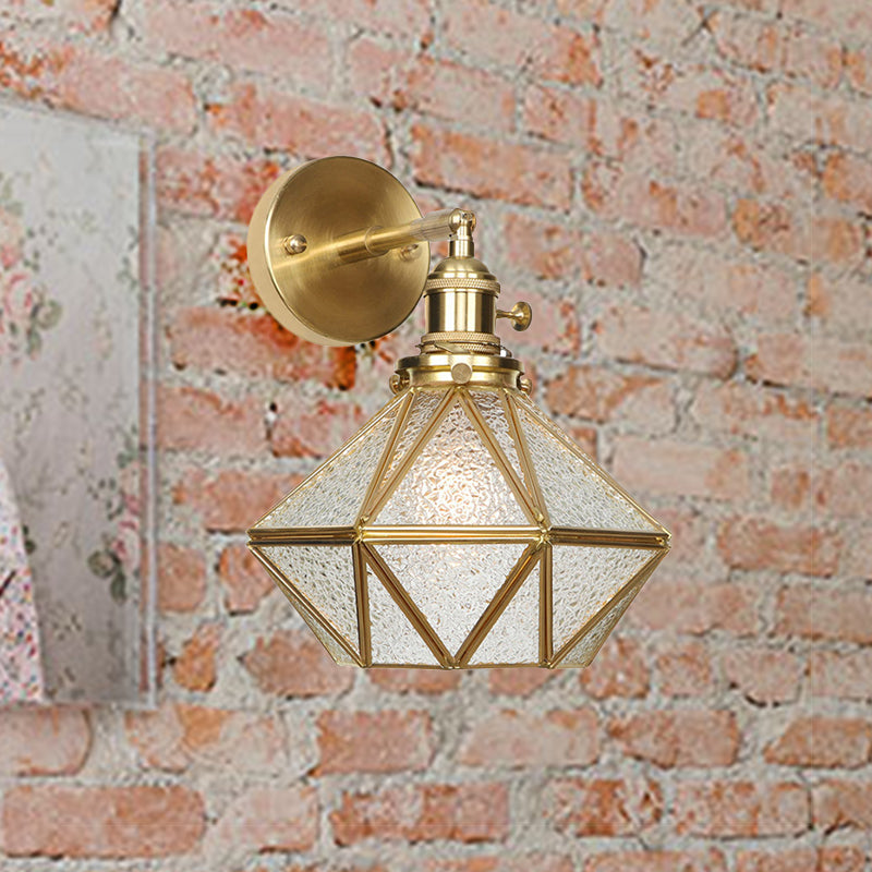 Margaux Geometric Wall Lamp with Prismatic Glass and Brass Finish