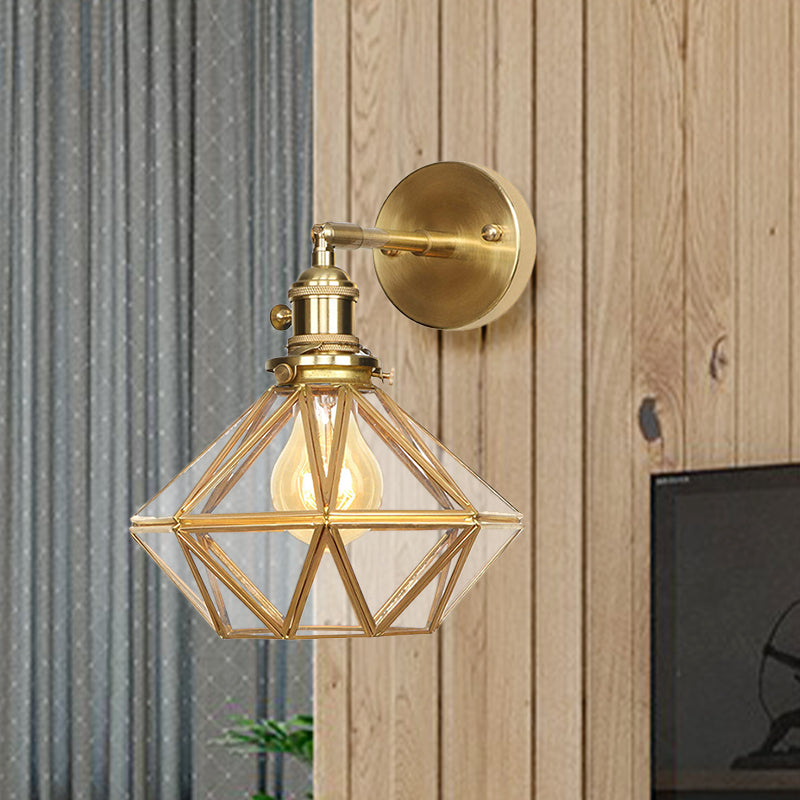 Margaux Geometric Wall Lamp with Prismatic Glass and Brass Finish