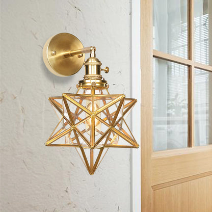 Margaux Geometric Wall Lamp with Prismatic Glass and Brass Finish