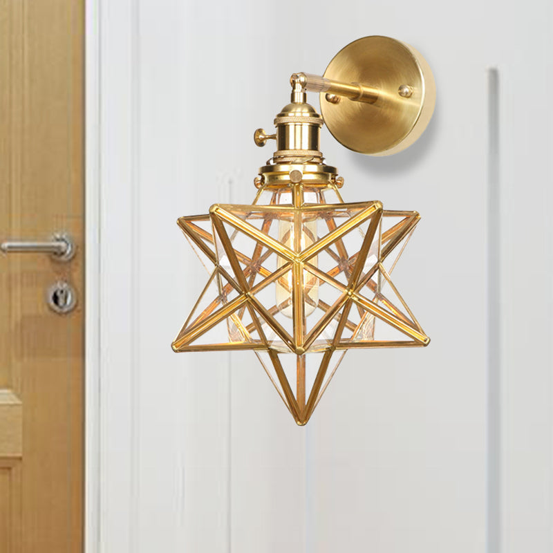 Margaux Geometric Wall Lamp with Prismatic Glass and Brass Finish