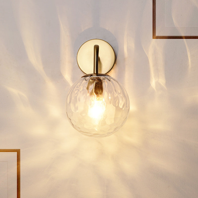 Céleste Rippled Glass Sphere Wall Sconce in Gold