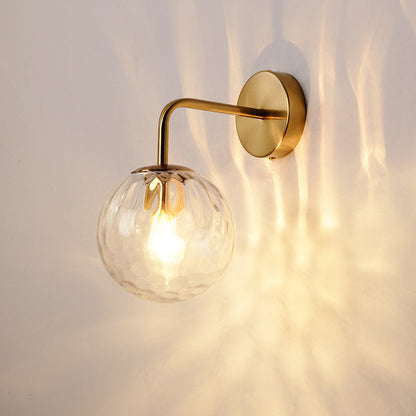 Céleste Rippled Glass Sphere Wall Sconce in Gold