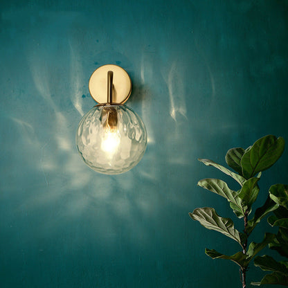Céleste Rippled Glass Sphere Wall Sconce in Gold