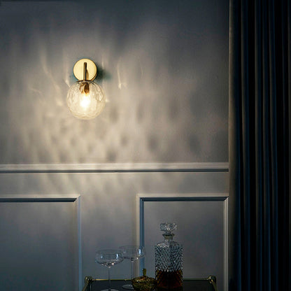 Céleste Rippled Glass Sphere Wall Sconce in Gold