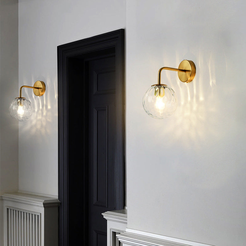 Céleste Rippled Glass Sphere Wall Sconce in Gold