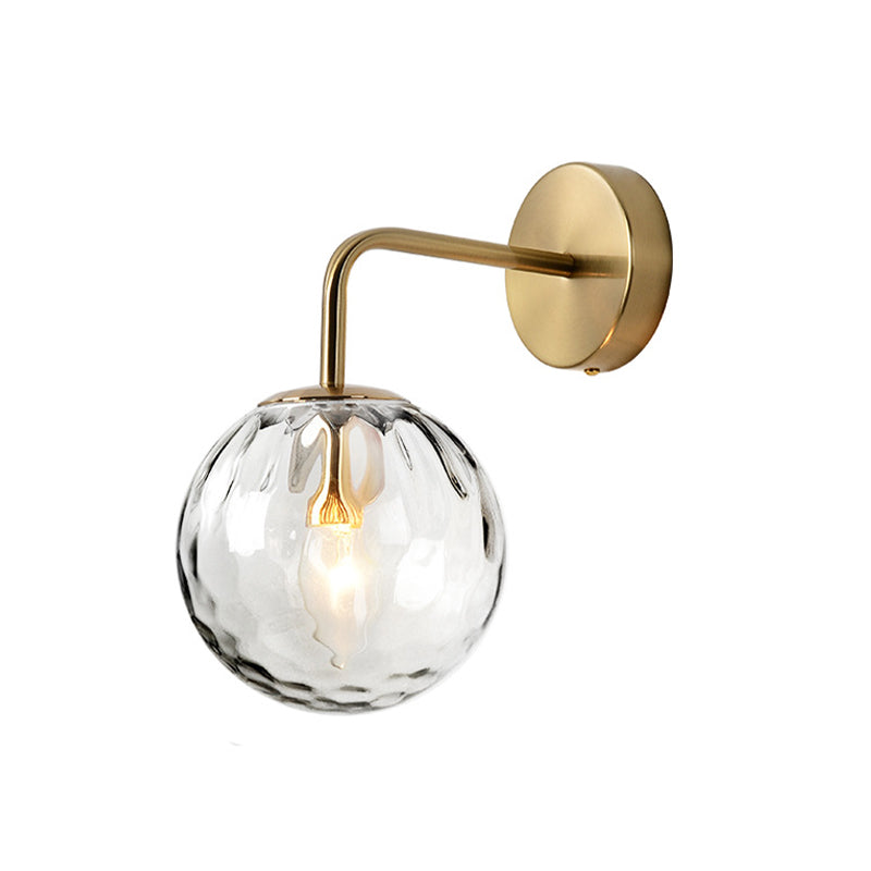 Céleste Rippled Glass Sphere Wall Sconce in Gold