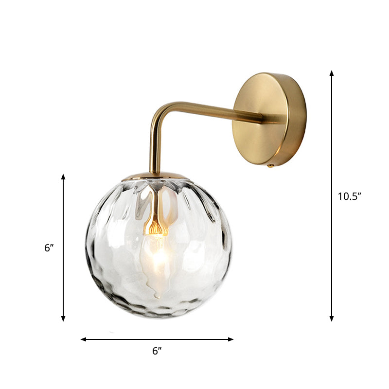 Céleste Rippled Glass Sphere Wall Sconce in Gold