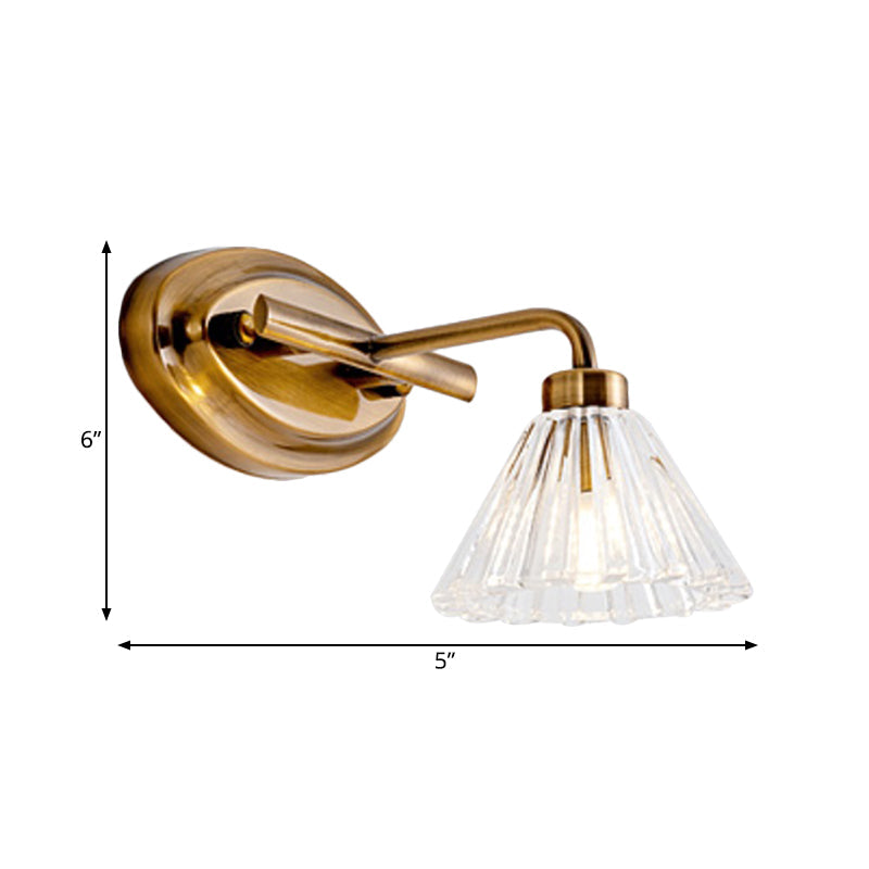 Éloïse Cone Vanity Wall Lamp – Brass Metal, 1–3 Bulbs