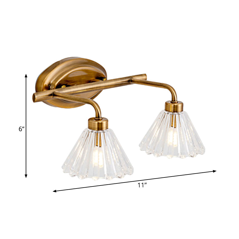 Éloïse Cone Vanity Wall Lamp – Brass Metal, 1–3 Bulbs