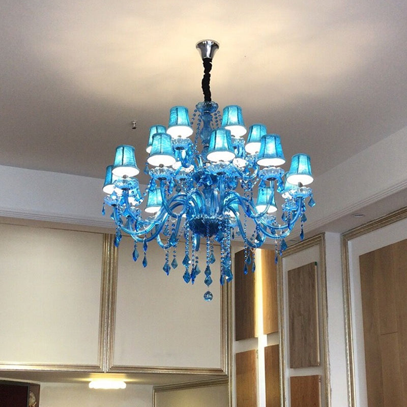 Amélie Blue Crystal Candle Pendant Chandelier Modern 6/18 Light