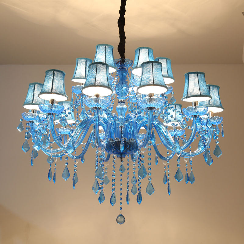 Amélie Blue Crystal Candle Pendant Chandelier Modern 6/18 Light