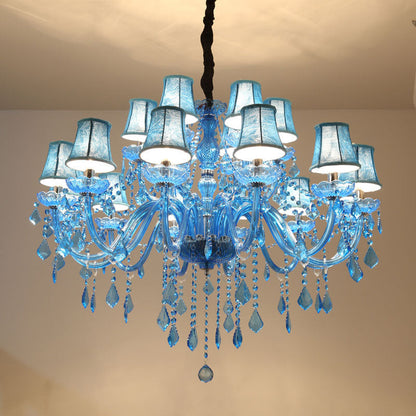 Amélie Blue Crystal Candle Pendant Chandelier Modern 6/18 Light
