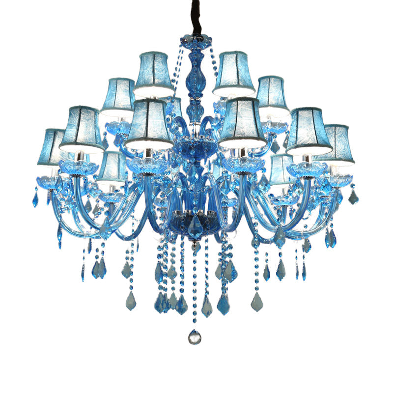 Amélie Blue Crystal Candle Pendant Chandelier Modern 6/18 Light