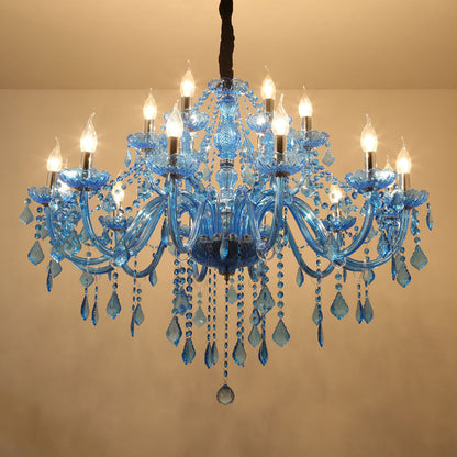 Amélie Blue Crystal Candle Pendant Chandelier Modern 6/18 Light