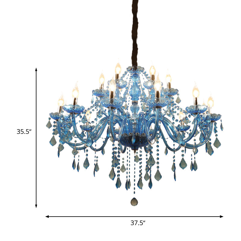 Amélie Blue Crystal Candle Pendant Chandelier Modern 6/18 Light