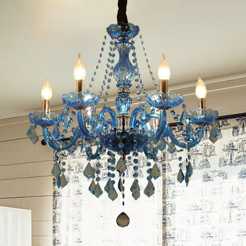 Amélie Blue Crystal Candle Pendant Chandelier Modern 6/18 Light
