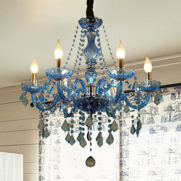 Amélie Blue Crystal Candle Pendant Chandelier Modern 6/18 Light