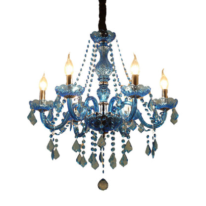 Amélie Blue Crystal Candle Pendant Chandelier Modern 6/18 Light