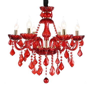 Amélie Modern Red Crystal Candle Chandelier 6/18 Lights