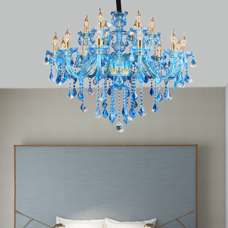 Juliette Modern Blue Crystal Candelabra Chandelier 8/18 Lights