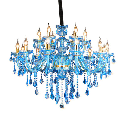 Juliette Modern Blue Crystal Candelabra Chandelier 8/18 Lights