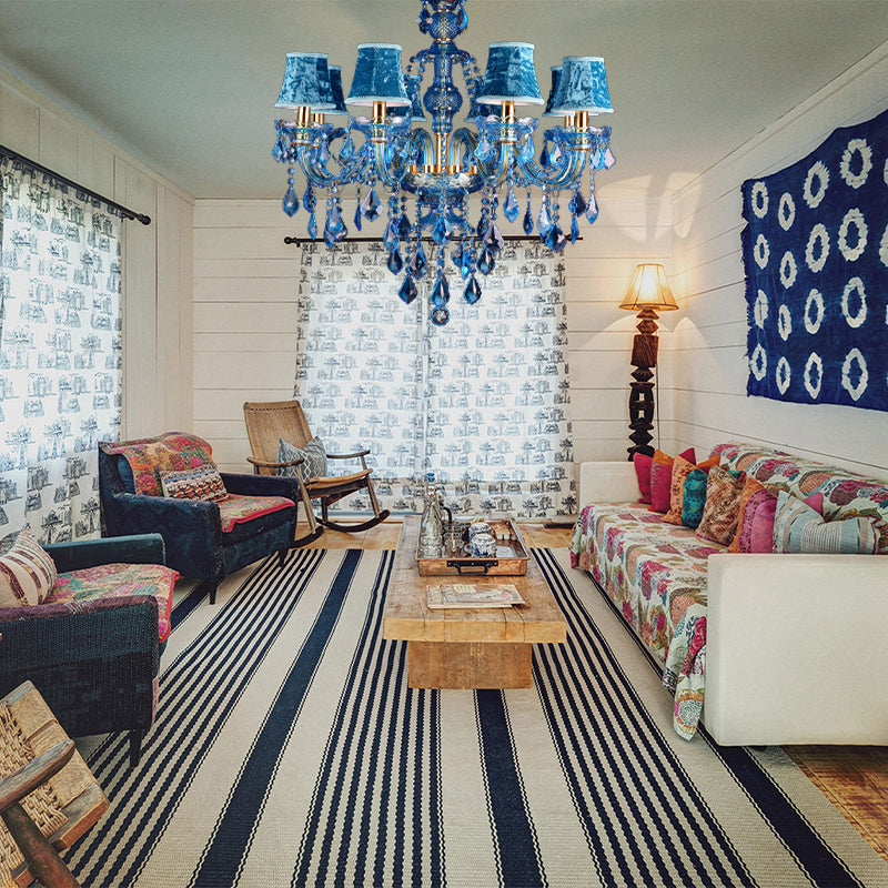 Juliette Modern Blue Crystal Candelabra Chandelier 8/18 Lights