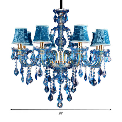 Juliette Modern Blue Crystal Candelabra Chandelier 8/18 Lights
