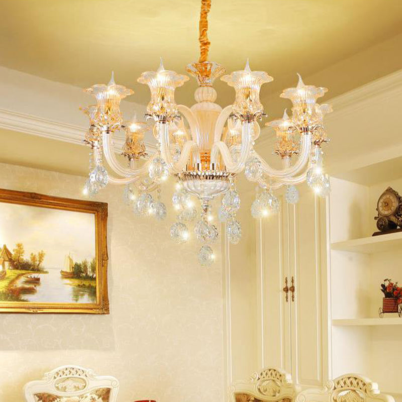 Aurélia Gold Floral Crystal Chandelier Pendant Light