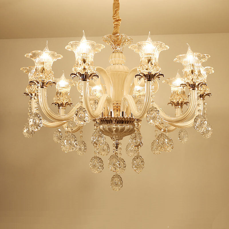 Aurélia Gold Floral Crystal Chandelier Pendant Light