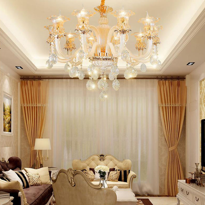 Aurélia Gold Floral Crystal Chandelier Pendant Light