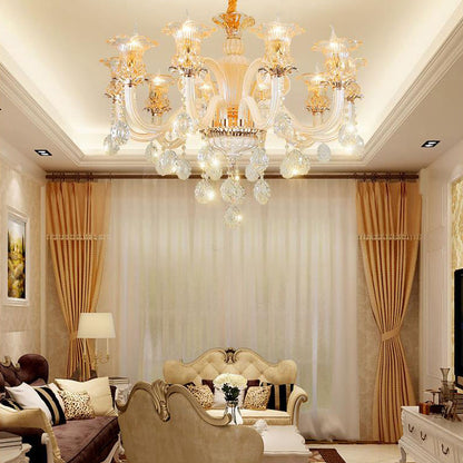 Aurélia Gold Floral Crystal Chandelier Pendant Light