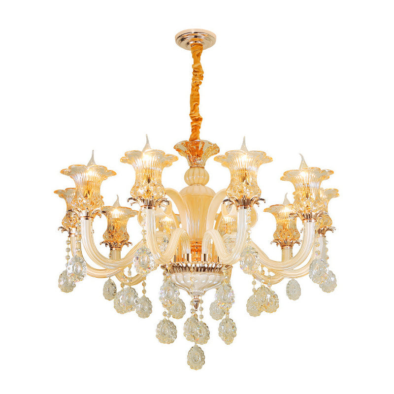 Aurélia Gold Floral Crystal Chandelier Pendant Light