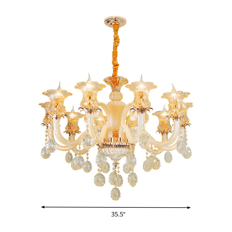 Aurélia Gold Floral Crystal Chandelier Pendant Light