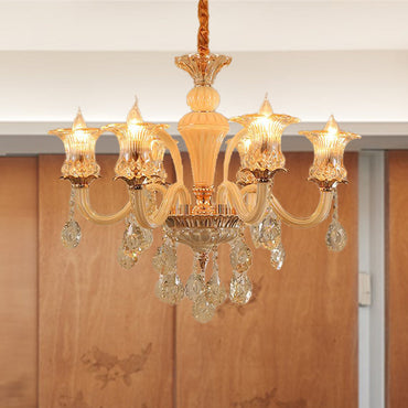 Aurélia Gold Floral Crystal Chandelier Pendant Light