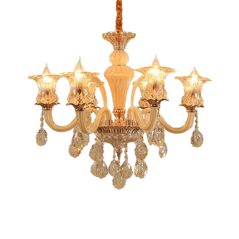 Aurélia Gold Floral Crystal Chandelier Pendant Light