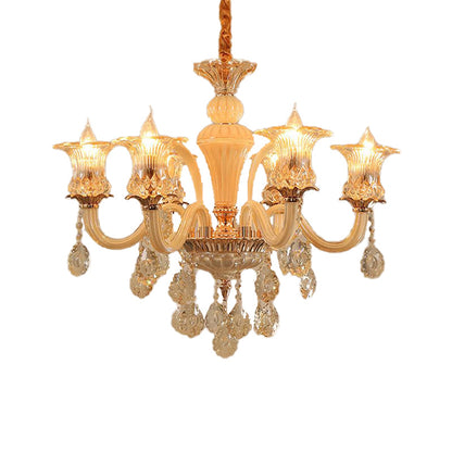 Aurélia Gold Floral Crystal Chandelier Pendant Light