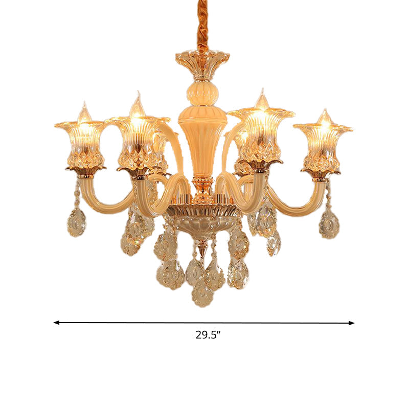 Aurélia Gold Floral Crystal Chandelier Pendant Light