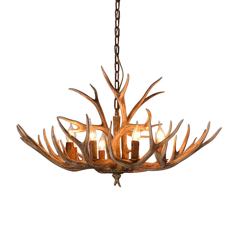 Eléonore Brown Faux Antler Rustic Chandelier Pendant Light