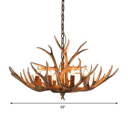 Eléonore Brown Faux Antler Rustic Chandelier Pendant Light