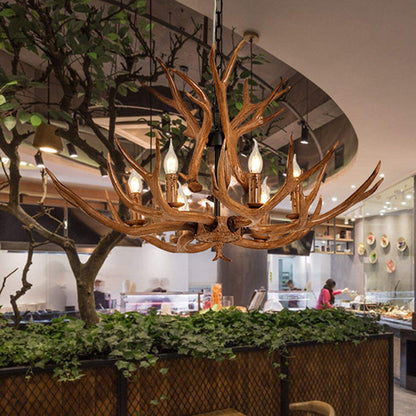 Améliane Brown Faux Antler Rustic Chandelier Pendant Light