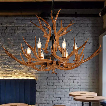 Améliane Brown Faux Antler Rustic Chandelier Pendant Light