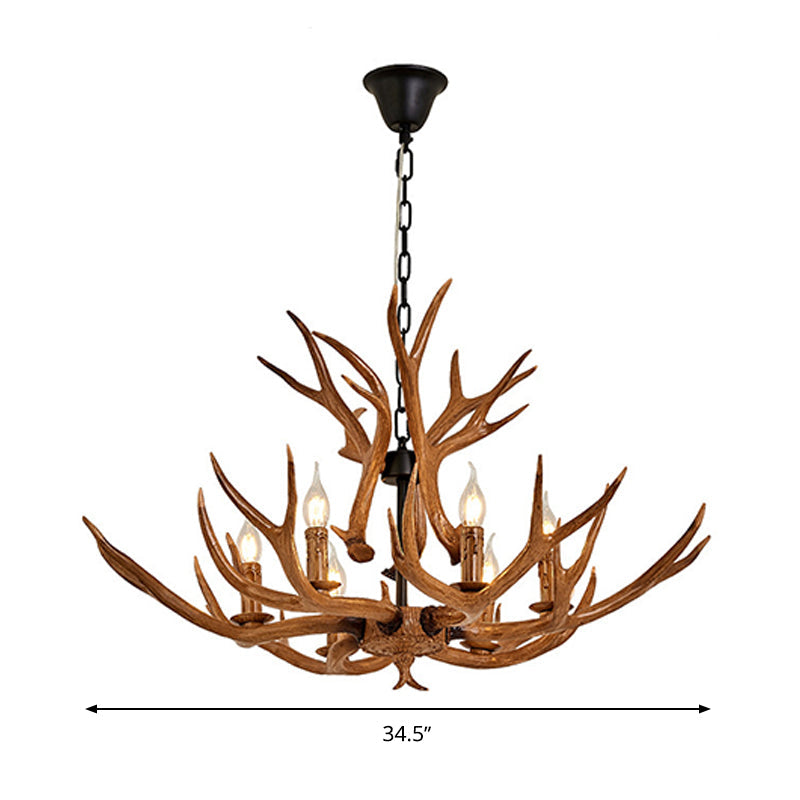 Améliane Brown Faux Antler Rustic Chandelier Pendant Light