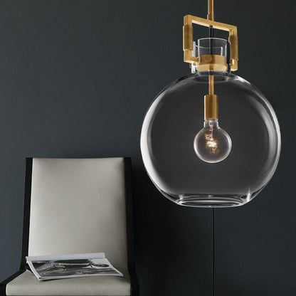 Valérie Brass Glass Postmodern Pendant Light