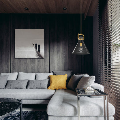 Valérie Brass Glass Postmodern Pendant Light