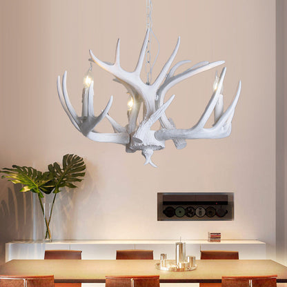 Ariane White Faux Antler Candle Chandelier Pendant