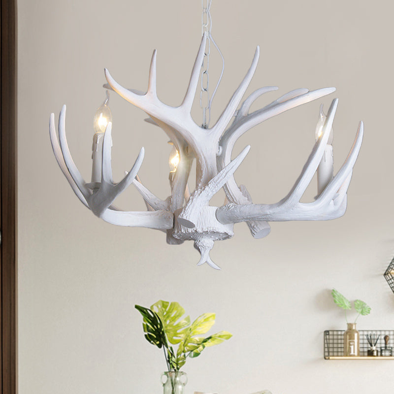 Ariane White Faux Antler Candle Chandelier Pendant