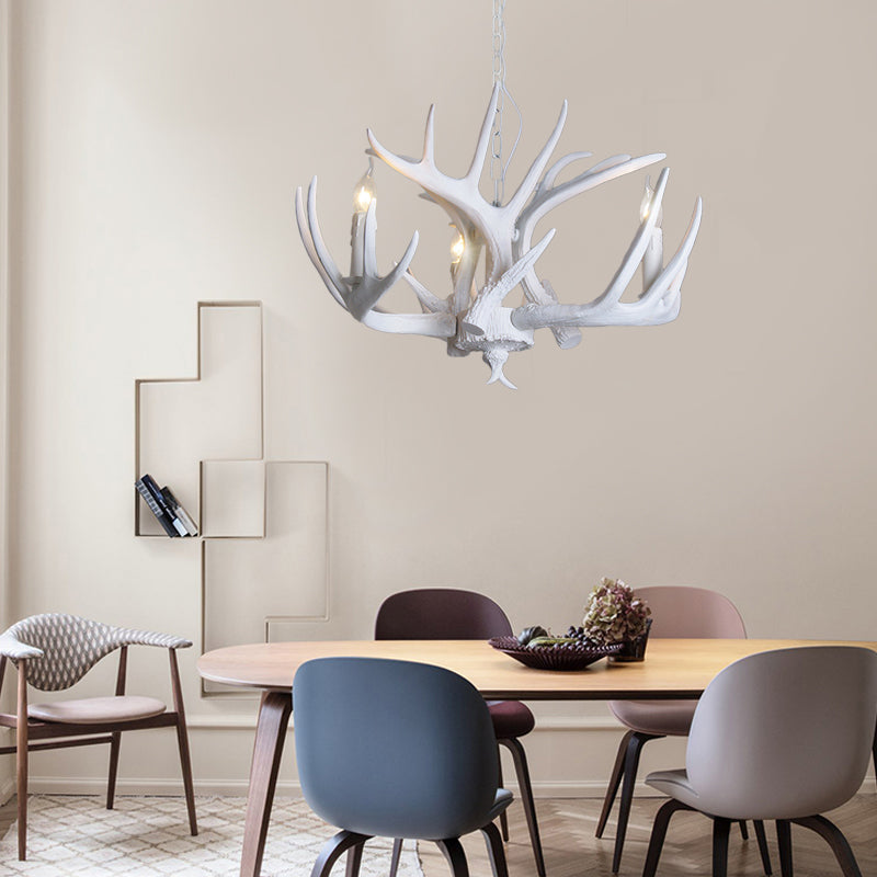 Ariane White Faux Antler Candle Chandelier Pendant