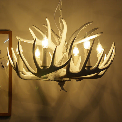 Ariane White Faux Antler Candle Chandelier Pendant