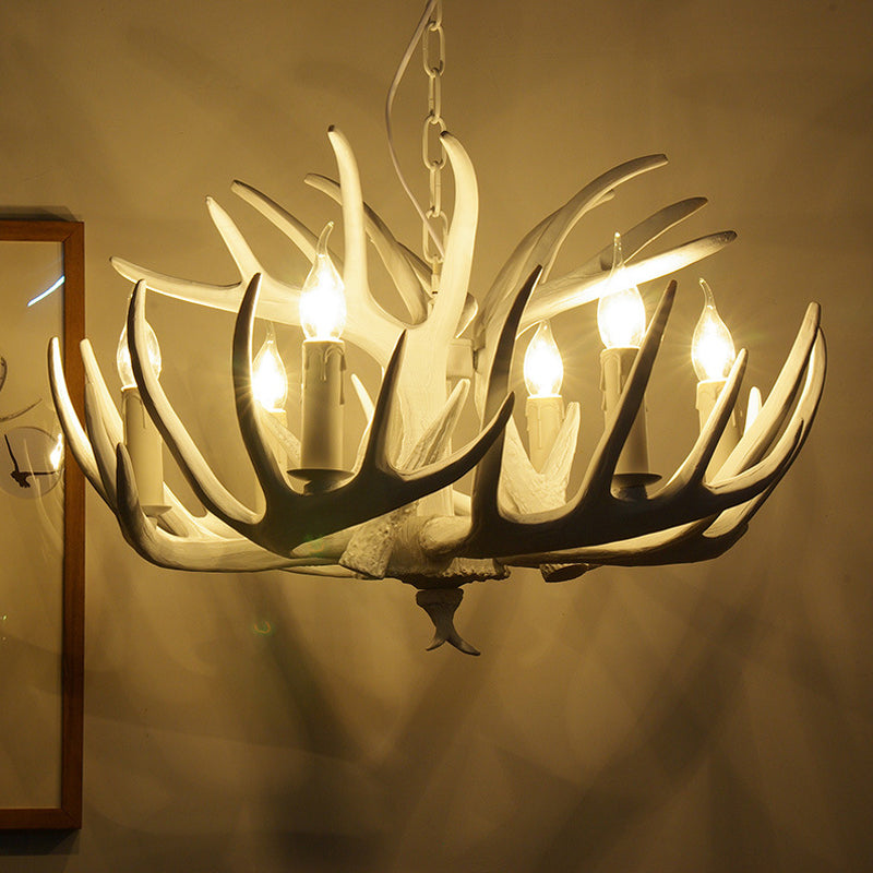 Ariane White Faux Antler Candle Chandelier Pendant
