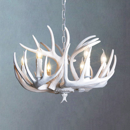 Ariane White Faux Antler Candle Chandelier Pendant